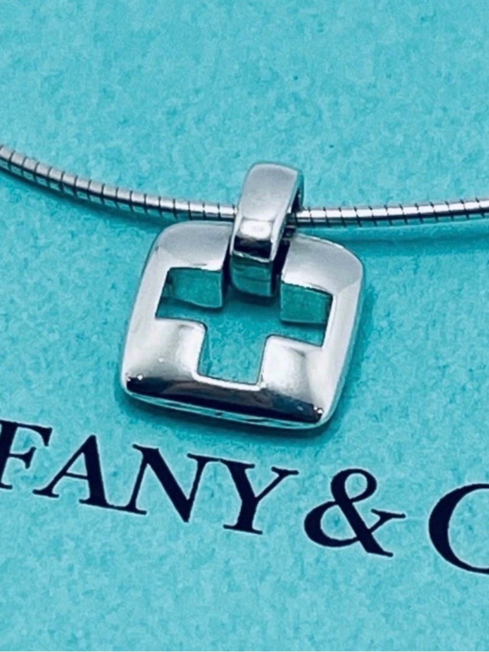 Tiffany & Co. Sterling Silver Square Pendant with Cross Cutout